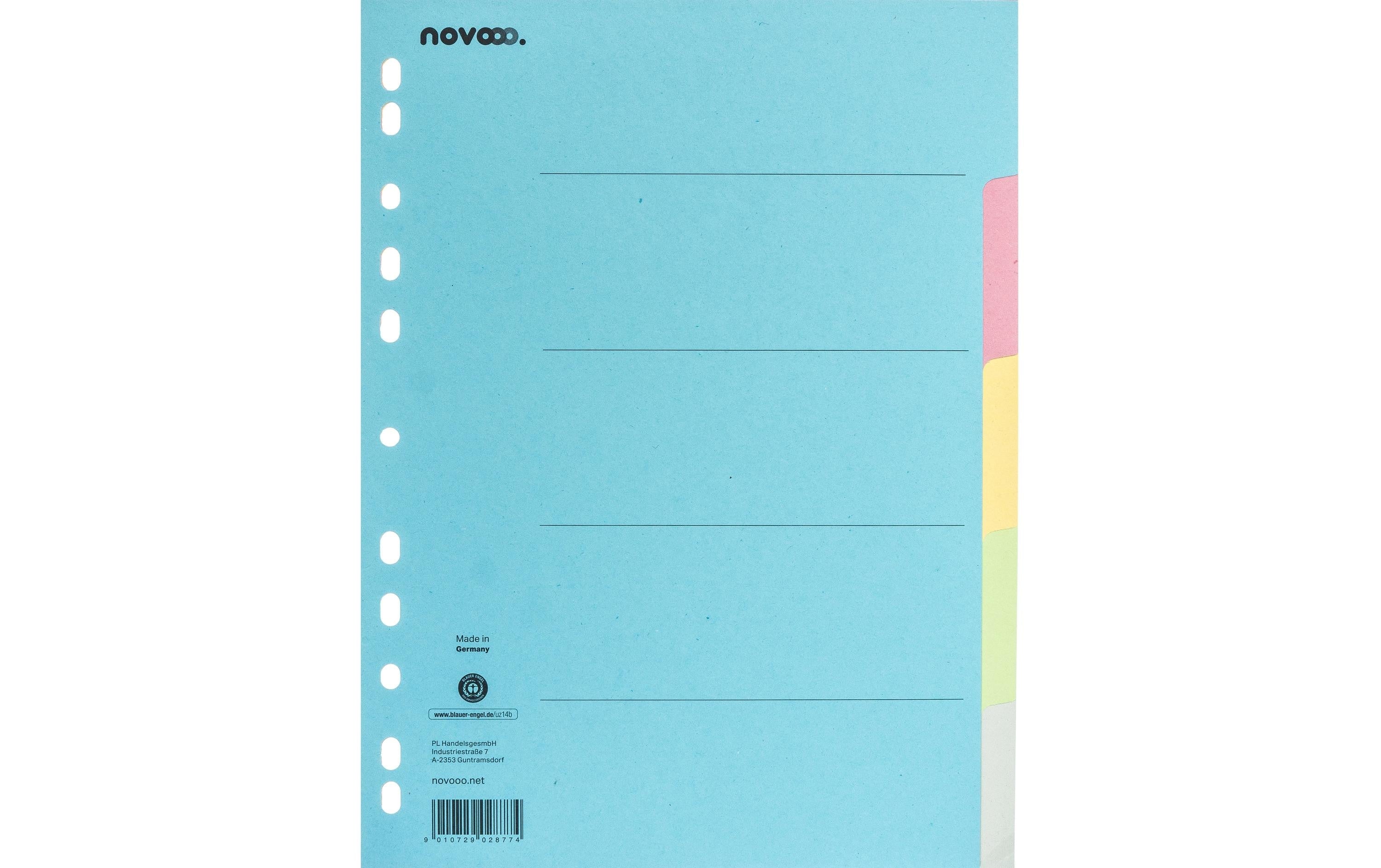 NOVOOO Kartonregister bunt A4, 5-teilig