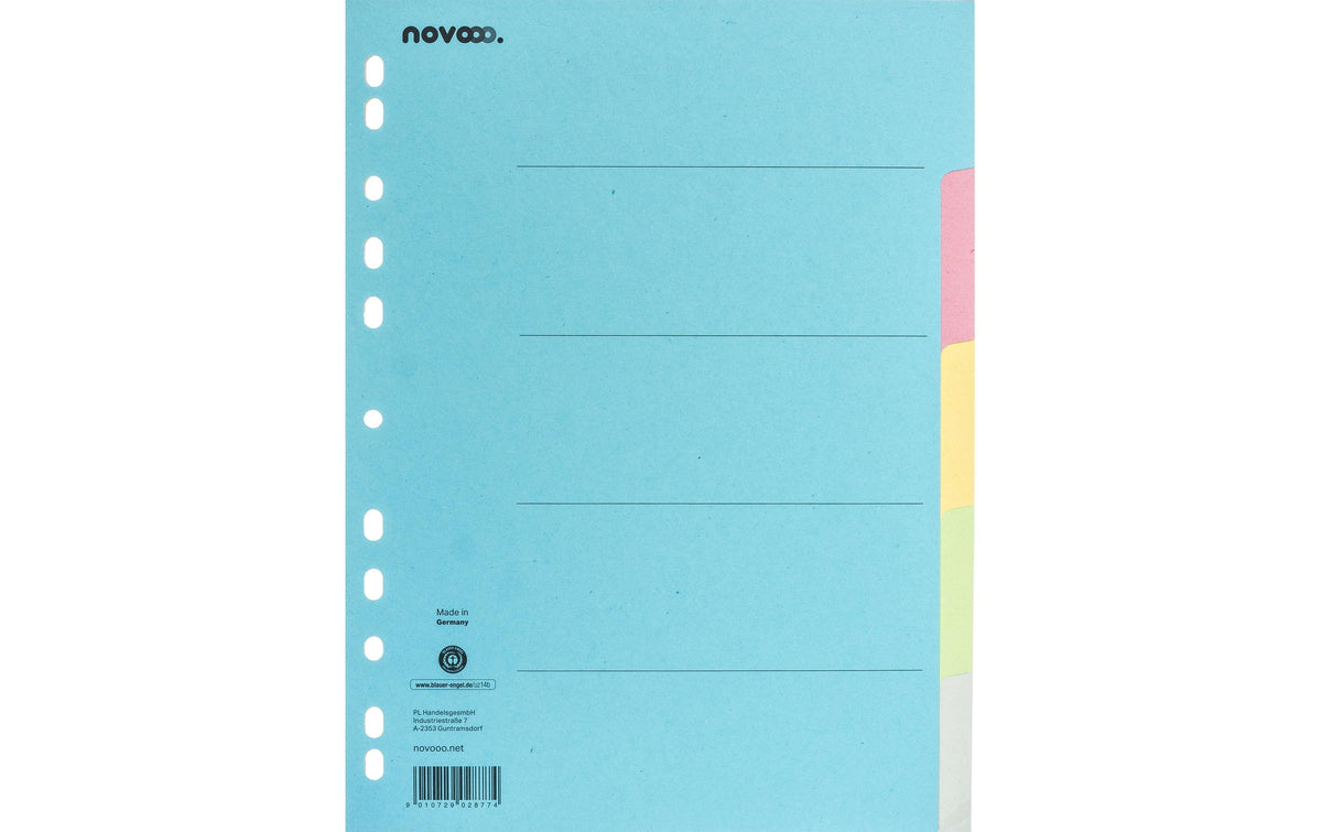 NOVOOO Kartonregister bunt A4, 5-teilig