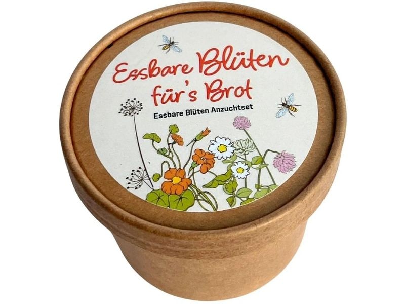 Wunderle | Mitbringsel Essbare Blüten Pott | 7cm hoch und 9.8cm Durchmesser