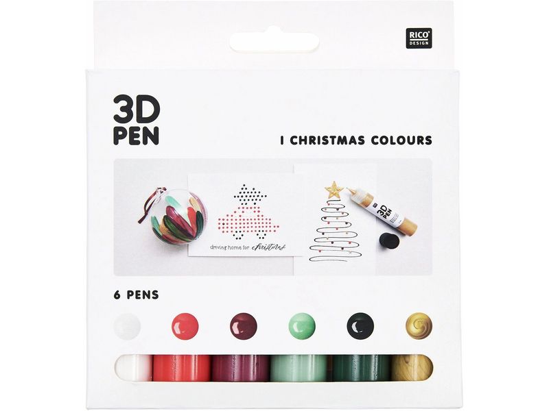 Rico Design | Rico 3D Pen | 6x27ml, Herbst-Weihnachtsfarben