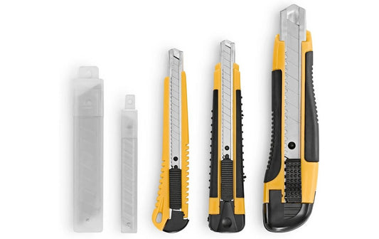 EASYmaxx | Cuttermesser schwarz gelb Set | 3 Messer & 23 Klingen