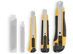 EASYmaxx | Cuttermesser schwarz gelb Set | 3 Messer & 23 Klingen
