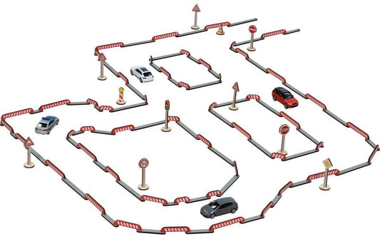 Goki | Spielset Strassenbau FlexiRoads | Zäune, Schilder und Pilonen