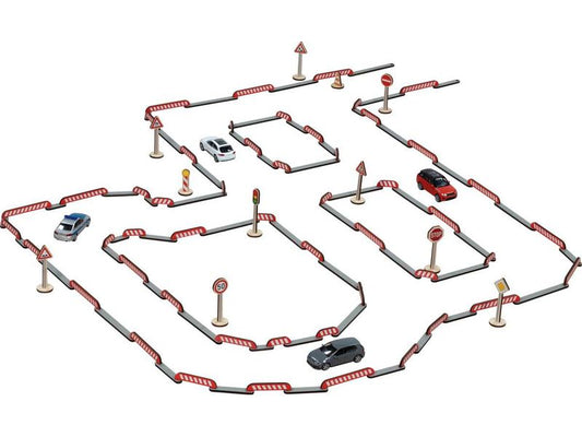 Goki | Spielset Strassenbau FlexiRoads | Zäune, Schilder und Pilonen