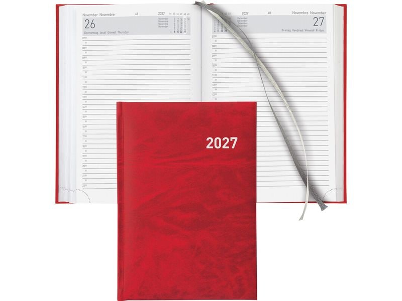 Biella | Geschäftsagenda 2027 Executive rot | 14.5 x 20.5 cm, 420 Seiten, 1 Tag pro S.