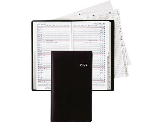 Biella | Taschenagenda 2027 Luzern Schwarz | 8.7 x 15.3 cm, 40 Seiten, 1 Mo auf 2 Seit
