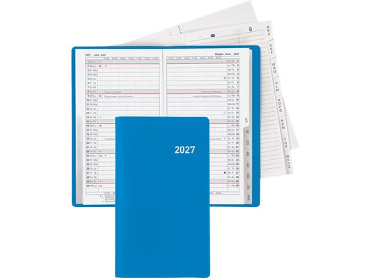 Biella | Taschenagenda 2027 Luzern Blau | 8.7 x 15.3 cm, 40 Seiten, 1 Mo auf 2 Seit