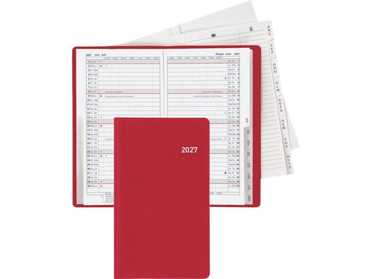 Biella | Taschenagenda 2027 Luzern Weinrot | 8.7 x 15.3 cm, 40 Seiten, 1 Mo auf 2 Seit