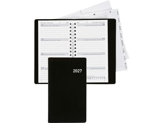 Biella | Tagesagenda Bruxelles 2027 | schwarz, 1W/2S, 8,5 x 15,3 cm, FSC