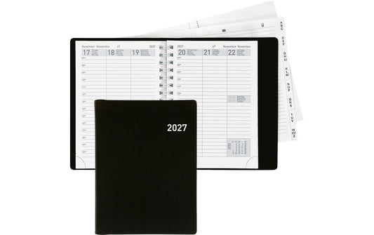 Biella | Geschäftsagenda 2027 Rex Wire-O, FSC | schwarz, 10x 14 cm, 1 Woche auf 2 Seiten