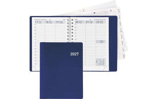 Biella | Geschäftsagenda 2027 Rex Wire-O | blau, 10x 14 cm, 1 Woche auf 2 Seiten, FSC