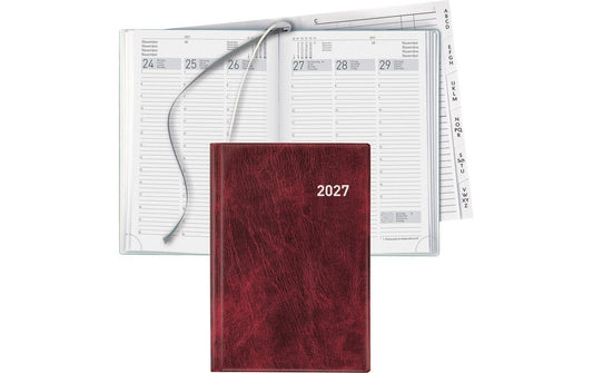 Biella | Geschäftsagenda Terminia PVC 2027 | weinrot, 1W/2S, 14,5 x 20,5 cm