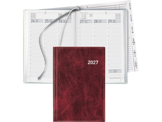 Biella | Geschäftsagenda Terminia PVC 2027 | weinrot, 1W/2S, 14,5 x 20,5 cm