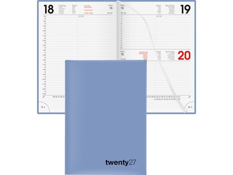 Biella | Geschäftsagenda Colourful 2027 | blau, 1T/1S, 14.5x20.5 cm