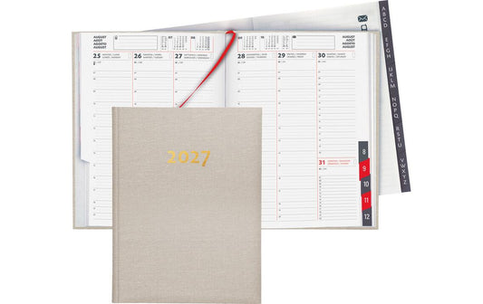 Biella | Geschäftsagenda 2027 Orario beige | 17.8 x 23.5 cm, 144 Seiten, 1 Wo auf 2 S.