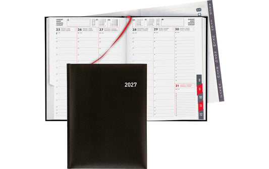 Biella | Geschäftsagenda 2027 Orario schwarz | 17.8 x 23.5 cm, 144 Seiten, 1 Wo auf 2 S.