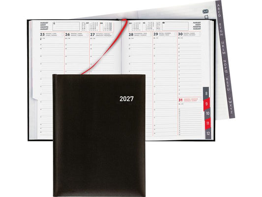 Biella | Geschäftsagenda 2027 Orario schwarz | 17.8 x 23.5 cm, 144 Seiten, 1 Wo auf 2 S.