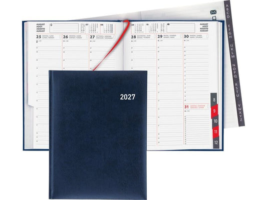 Biella | Geschäftsagenda 2027 Orario d-blau | 17.8 x 23.5 cm, 144 Seiten, 1 Wo auf 2 S.