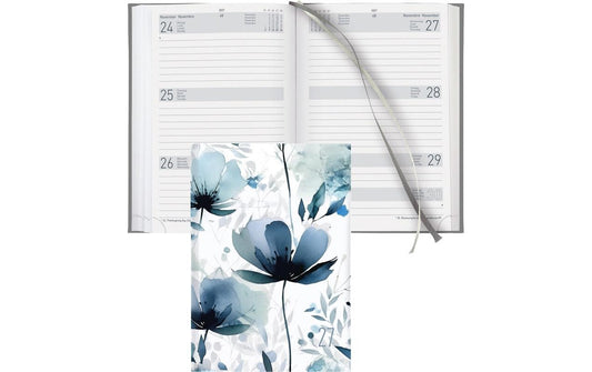 Biella | Geschäftsag. Dispo Term blue Flower | 2027, 1W/2S, 14.5x20.5 cm