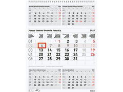 Biella | Wandkalender 2027 5-Monatskalender | 31 x 40 cm, 5 Monate pro Seite, grau