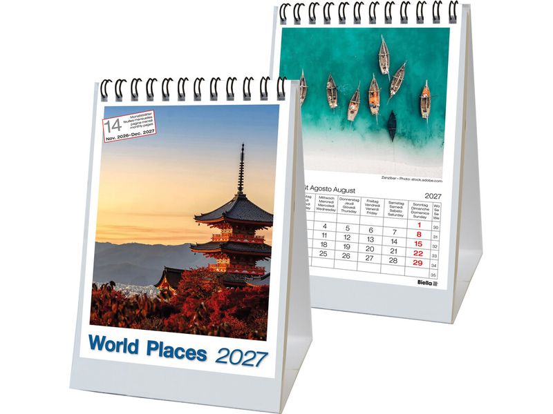 Biella | Pultkal. 2027 Desktop World Places | 14.8 x 10.5 cm, 1 Monat pro Seite