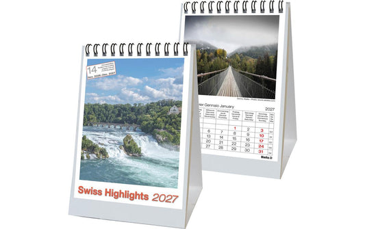 Biella | Pultkal. 2027 Swiss Highlights | 14.8 x 10.5 cm, 1 Monat pro Seite