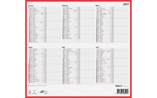 Biella | Wandkalender 2027 32 x 29.7 cm | Deutsch, Jahr pro Seite