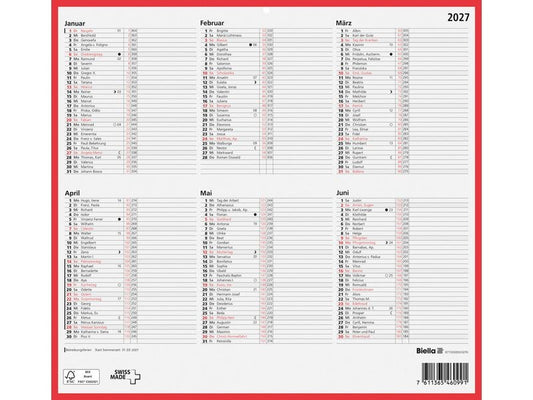 Biella | Wandkalender 2027 32 x 29.7 cm | Deutsch, Jahr pro Seite