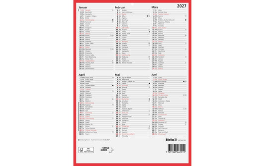 Biella | Wandkalender 2027 A4 | 21 x 29.7 cm, Deutsch, Jahr pro Seite