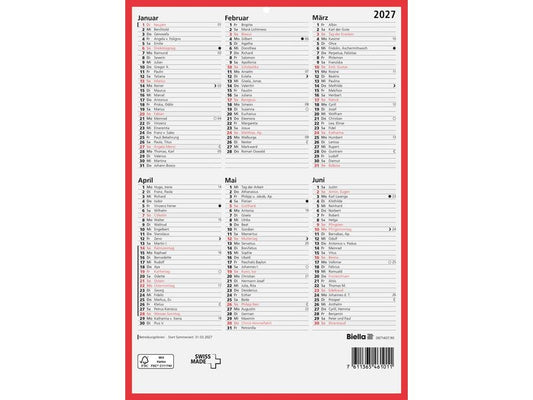 Biella | Wandkalender 2027 A4 | 21 x 29.7 cm, Deutsch, Jahr pro Seite