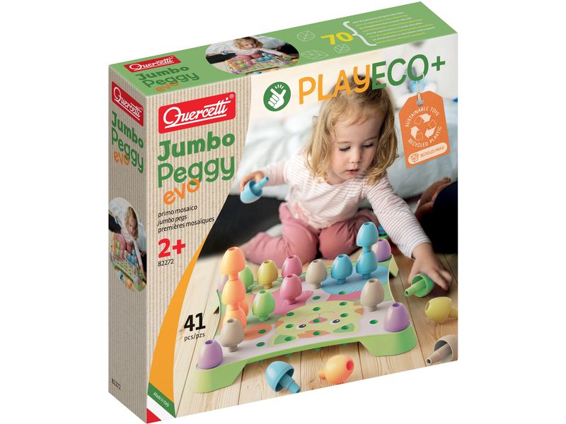 Quercetti | PlayEco+ Jumbo Peggy | Mosaik-Steckspiel (41 Teile)