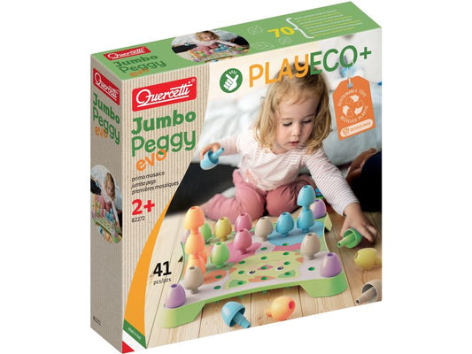 Quercetti | PlayEco+ Jumbo Peggy | Mosaik-Steckspiel (41 Teile)