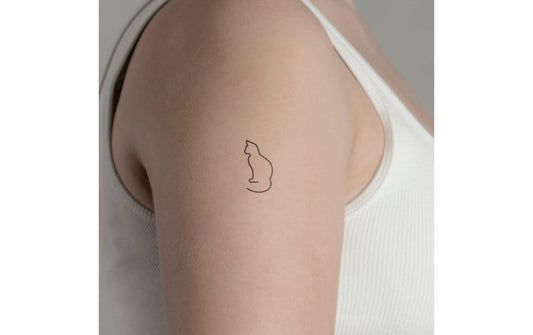minink | Tattoo Katzen minimalistisch | Grösse: S (1.6 cm x 3.0 cm)