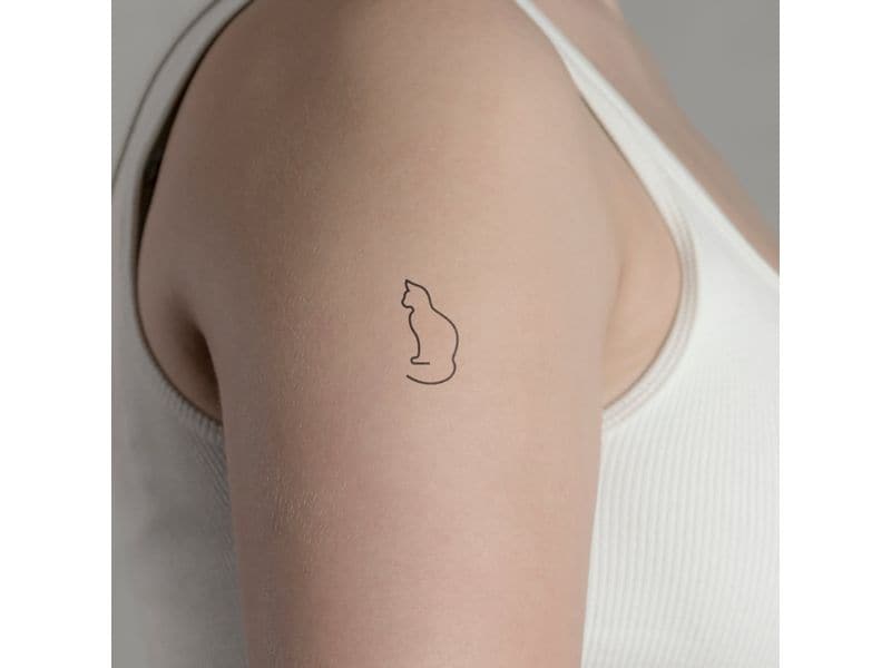 minink | Tattoo Katzen minimalistisch | Grösse: S (1.6 cm x 3.0 cm)