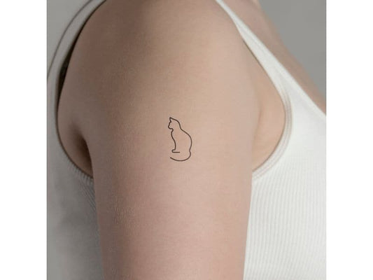 minink | Tattoo Katzen minimalistisch | Grösse: S (1.6 cm x 3.0 cm)