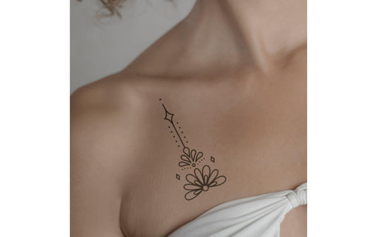 minink | Tattoo Mandala mit Lotusblumen | Grösse: L (4.4 cm x 10.1 cm)