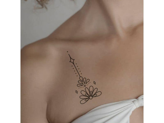 minink | Tattoo Mandala mit Lotusblumen | Grösse: L (4.4 cm x 10.1 cm)
