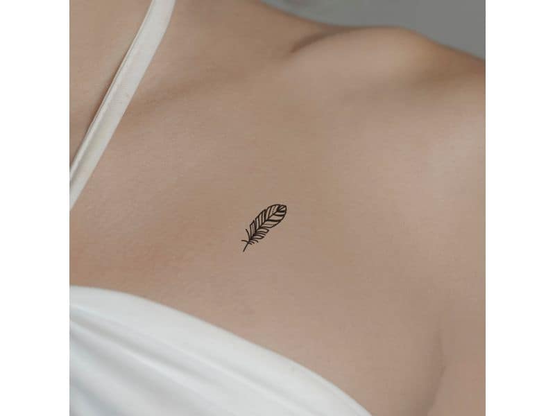 minink | Tattoo Stilvolle Feder | Grösse: S (2.1 cm x 3.3 cm)
