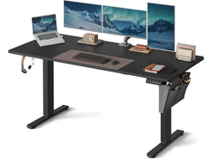 Songmics | Bürotisch tintenschwarz | mit Platte 160x70cm, mit Organizer, Haken