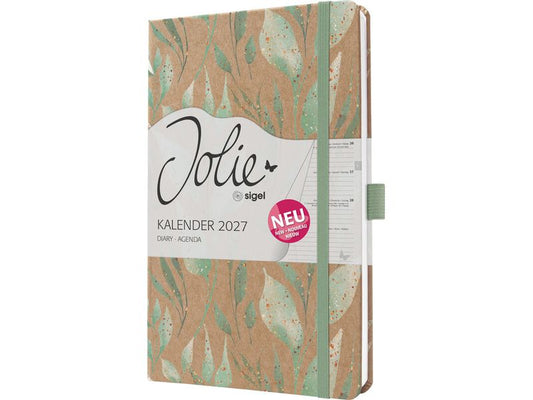 Jolie | Wochenagenda Pure, Sparkle Leaves A5 | 1W/2S, 174 Seiten, 13.5x20.3cm, d/e/fr/nl