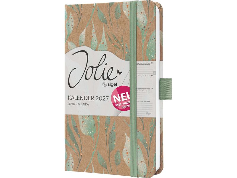 Jolie | Wochenagenda Pure, Sparkle Leaves A6 | 1W/2S, 174 Seiten, 9,5x15cm, d/e/fr/nl