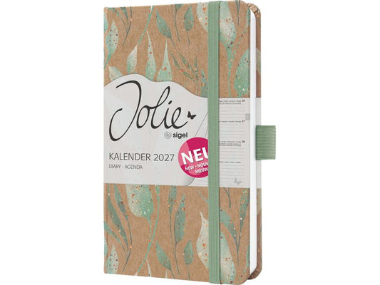 Jolie | Wochenagenda Pure, Sparkle Leaves A6 | 1W/2S, 174 Seiten, 9,5x15cm, d/e/fr/nl