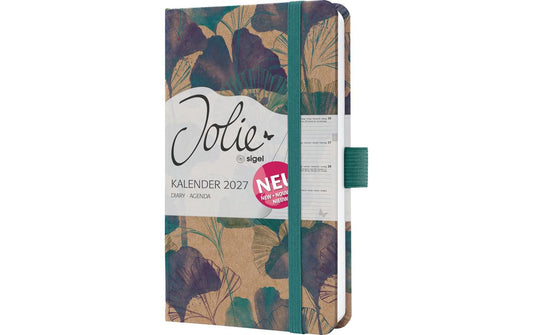 Jolie | Wochenagenda Pure, Moonl. Gingko A6 | 1W/2S, 174 Seiten, 9,5x15cm, d/e/fr/nl