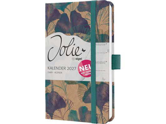 Jolie | Wochenagenda Pure, Moonl. Gingko A6 | 1W/2S, 174 Seiten, 9,5x15cm, d/e/fr/nl