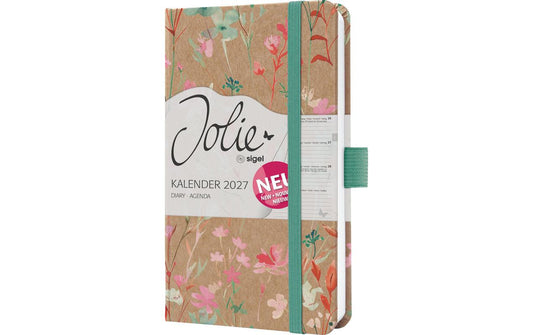 Jolie | Wochenage. Pure, Green Floral, A6 | 1W/2S, 174 Seiten, 9,5x15cm, d/e/fr/nl