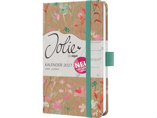 Jolie | Wochenage. Pure, Green Floral, A6 | 1W/2S, 174 Seiten, 9,5x15cm, d/e/fr/nl