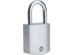 Yale | Vorhängeschloss Messing Y128B verchromt | 50/32 Euro-Halbzylinder
