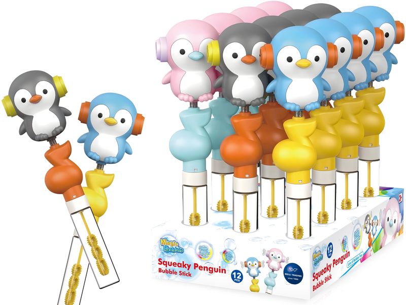 Meili | Magic Bubble Squeaky Penguin Stick | Assortiert
