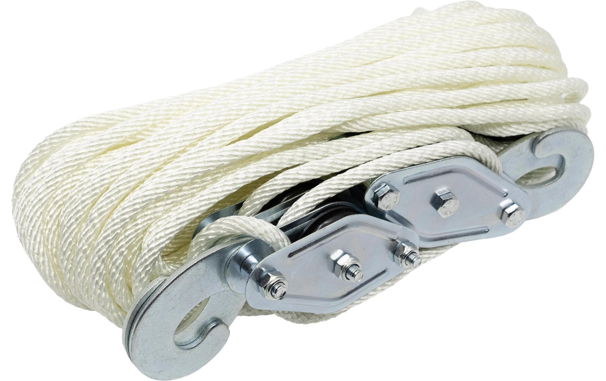 Flaschenzug 20m/PES-Seil 6mm weiss