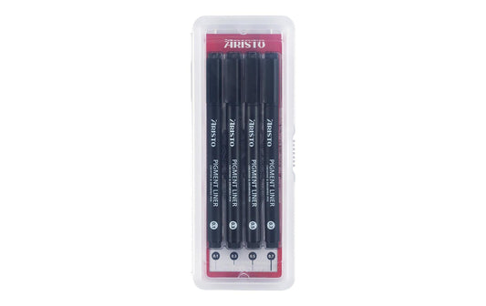 Aristo | Pigmentliner 4er Set | schwarz, Stärke 0.1/0.3/0.5/0.7mm